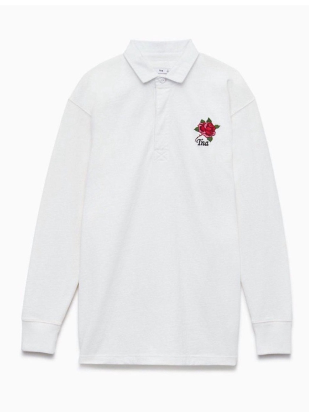 NWT TNA Covenham Tshirt Polo Shirt Collar Long Sleeve Preppy Academia Rugby